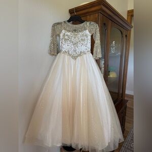 Tiffany Designs Gold and Cream Formal Kids Dress